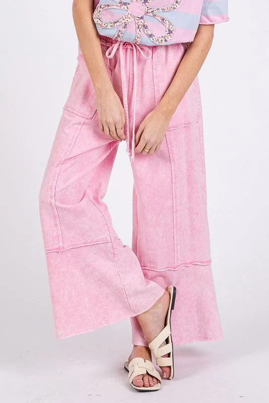 Mineral Washed Terry Wide Leg Pants